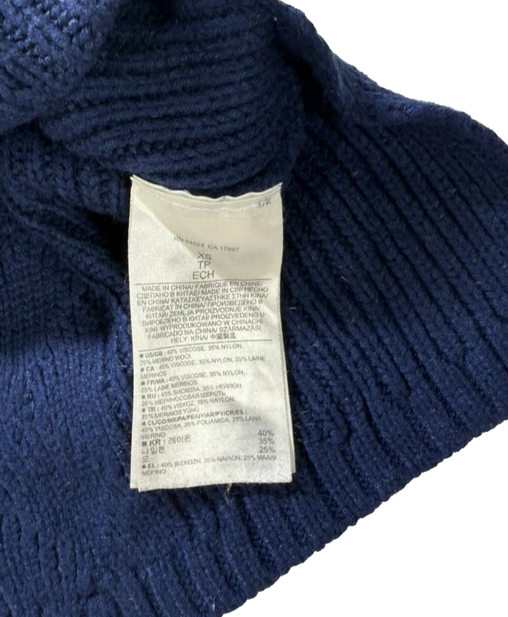 Banana Republic Women's Cable Knit Cotton Crewneck Sweater Blue XS Pullover