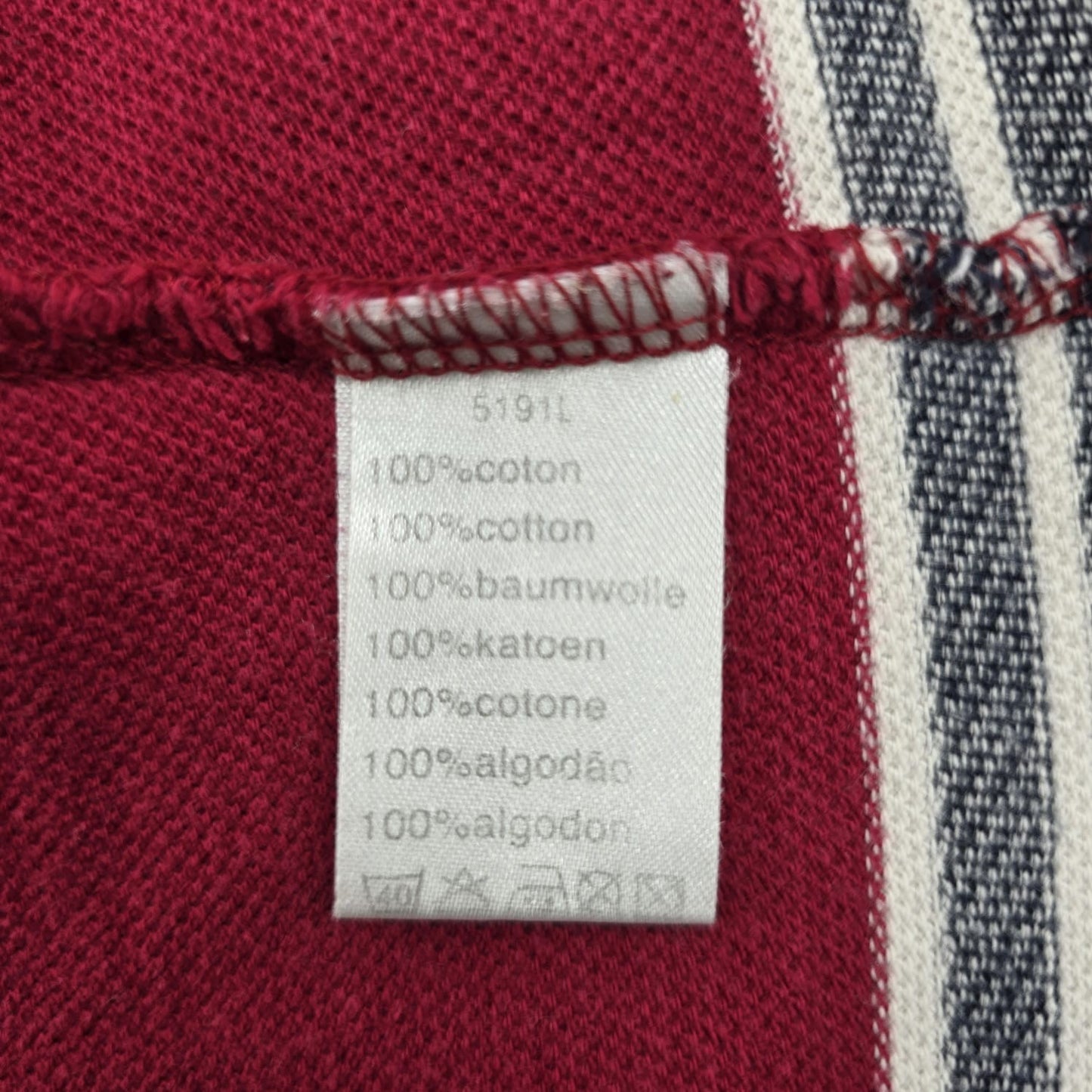 Lacoste Men's Red Striped Polo Shirt Size L Cotton Navy Accents