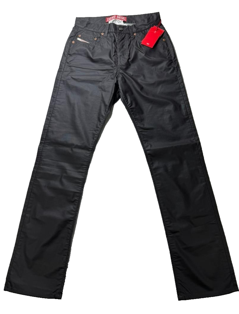 Diesel Women's Trousers Black Coated Cotton Regular Fit Size 27