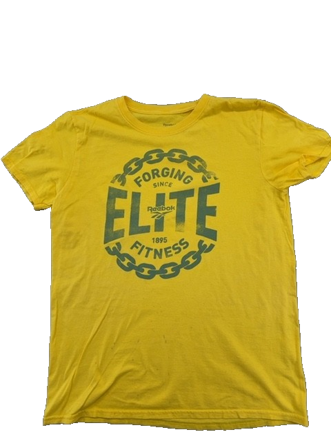 Reebok CrossFit Yellow Cotton T-Shirt M Short Sleeve Round Neck
