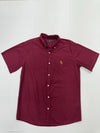 Ralph Lauren Boys Burgundy Solid Button-Down Shirt XL Cotton Regular Fit