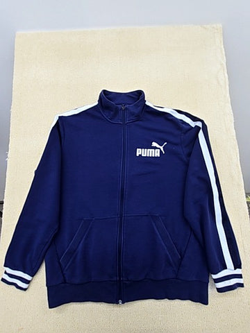 Puma Vintage Navy Blue Track Jacket XL Men Full Zip White Stripes