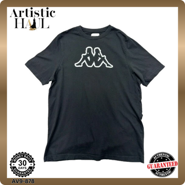 Kappa Men's Black Large Short Sleeve Cotton T-Shirt Logo Crew Neck