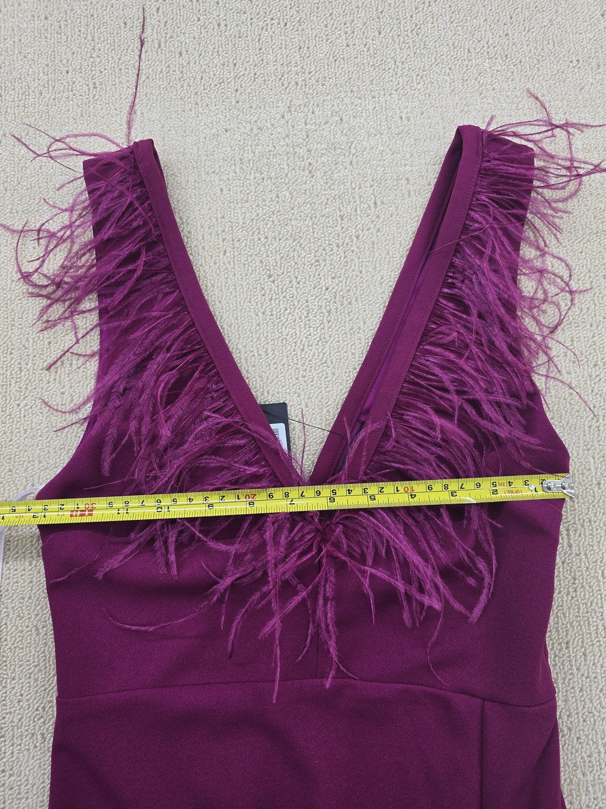 Lulus Plum Purple Feather Trim Sleeveless Maxi Dress S