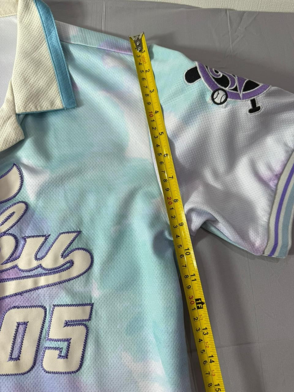 FUBU Button Up Baseball Jersey Shirt Men's Size S Pastel Tie Dye