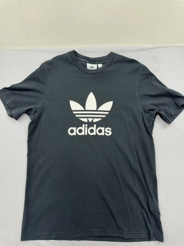 Adidas Men's Grey M Short Sleeve Logo Crewneck T-Shirt Cotton