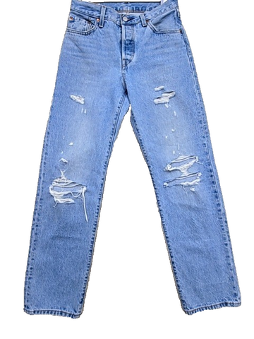 Levi's Men's 501 Light Blue Distressed Jeans W25 L32 Vintage