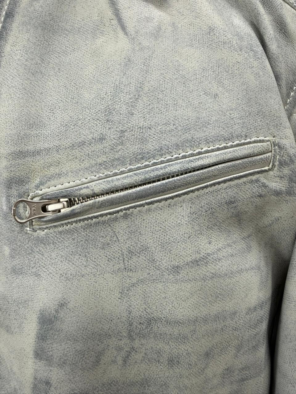 Men's Italian Sheepskin Genuine Leather Premium Soft Jacket Blue Coat Size Large