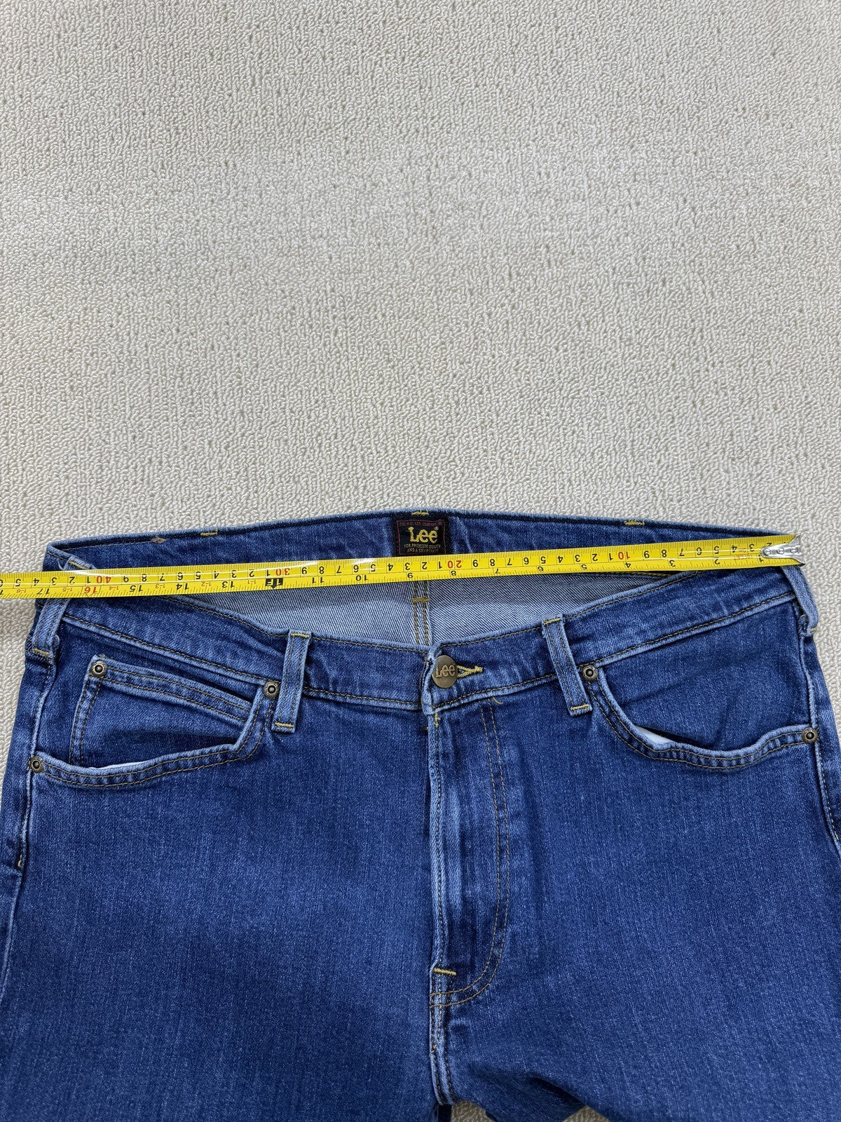 Lee Men's Slim Straight Blue Jeans W36 L32 Stretch Zip Fly