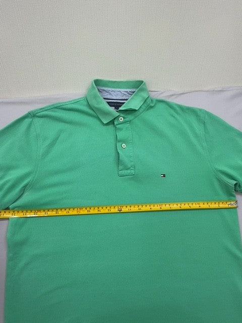 Tommy Hilfiger Men's Green Polo Shirt Size L 100% Cotton Short Sleeve