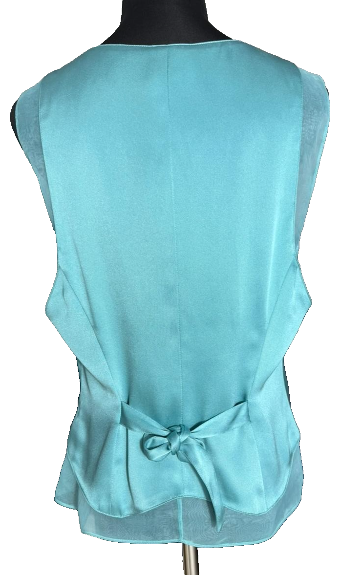 Bnwt Giorgio Armani Teal Silk Blend Sleeveless Top/Vest - Size 40