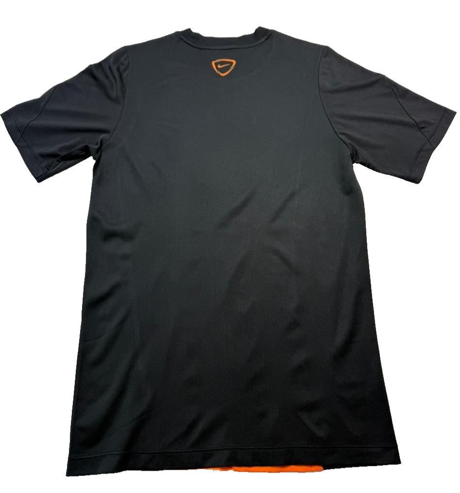 Nike Dri-FIT Men's Training T-Shirt Black Orange Gradient Swoosh Athletic Large