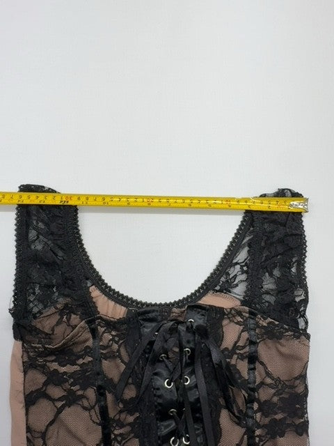 VivianMiele Women Beige Lace Corset Cami Top Size XL Slim Stretch