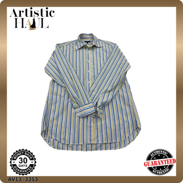 Burberry London Men's Blue Yellow Stripe Dress Shirt Size 39