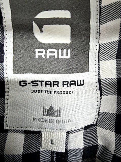 G-Star Raw Men's Black White Gingham Button Down Long Sleeve Shirt L