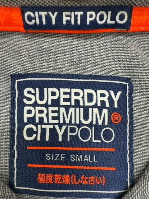 Superdry Premium City Polo Grey Small Short Sleeve Men's City Fit Pique