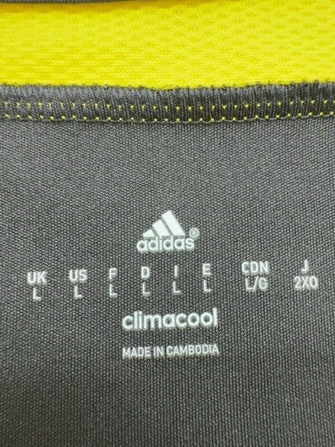 Adidas Men's Black Yellow Striped Soccer Jersey (#15) L Climacool