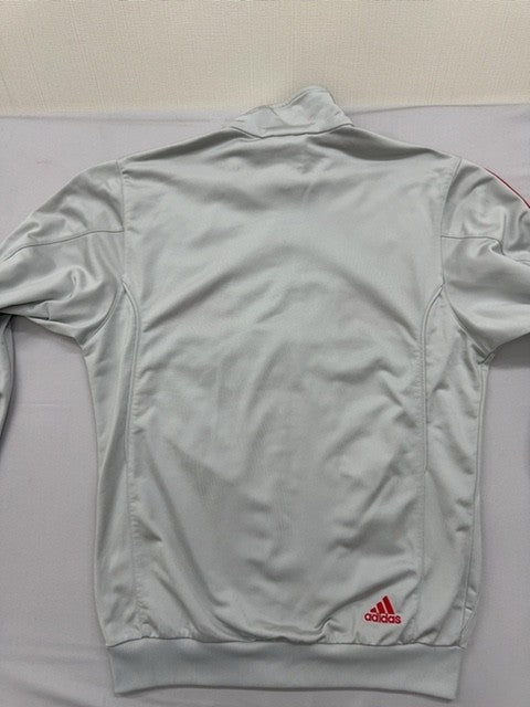 Adidas White Track Jacket Full Zip 3-Stripes Size D Polyester