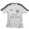 Vintage Adidas Women's White T-Shirt – Size S, Striped, V-Neck – Ref BD50D