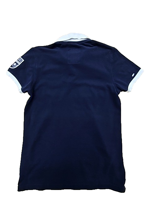 Adidas Navy Striped Golf Polo Shirt Men's Short Sleeve
