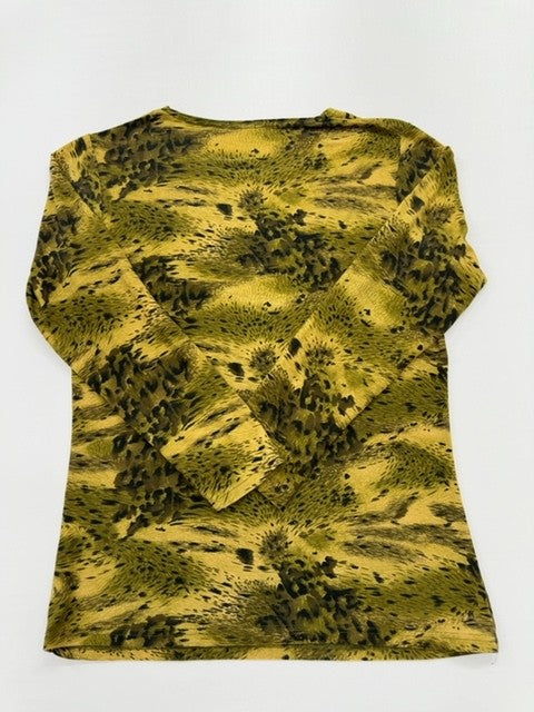 Noi&Mi Unisex Gold Olive Safari Animal Print Long Sleeve Tee Size M/L New