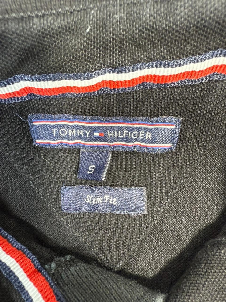 Tommy Hilfiger Regular Fit Signature Collar Polo Shirt In Black - Size S