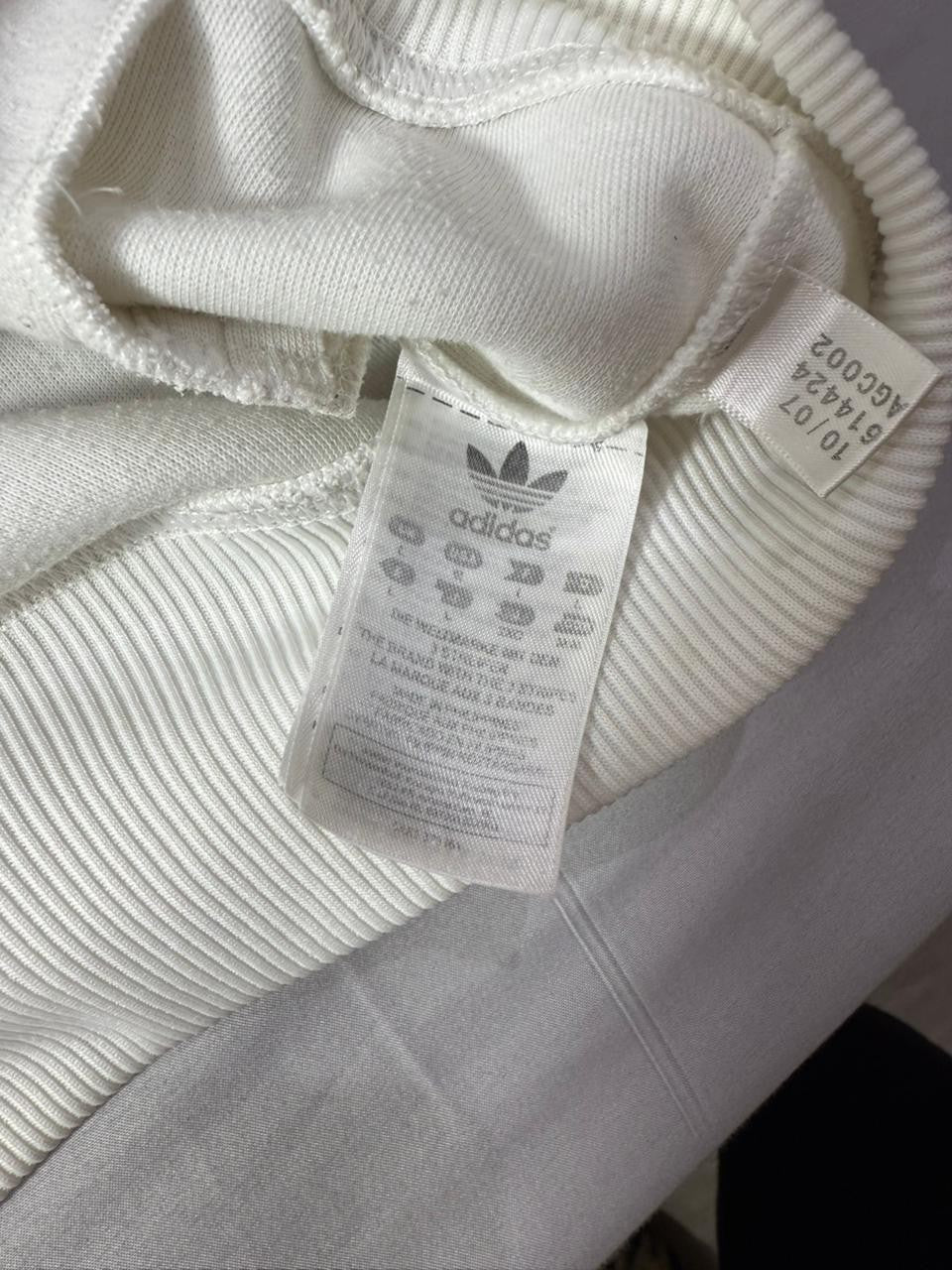 Adidas Originals White Zip Hoodie Men's Large Trefoil Logo Full Zip Jacket