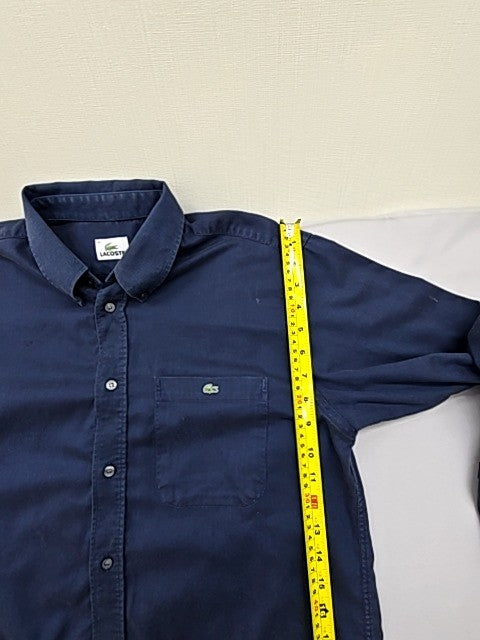 Lacoste Men's Navy Blue Slim Fit Long Sleeve Cotton Button Down M