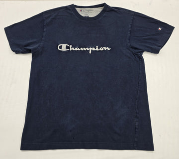 Champion Men's Navy Blue Iconic T-Shirt L Vintage USA Embroidered Logo