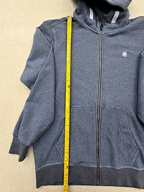 G-Star Raw Men's Gray Zip Up Hoodie Cotton Blend M Relaxed