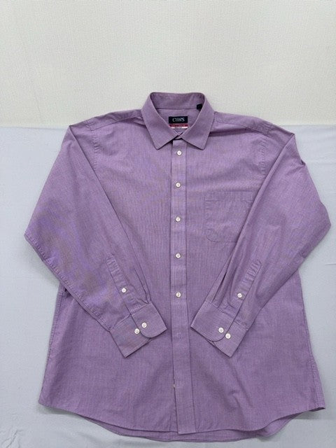 Chaps Men's Purple Check Dress Shirt L 16-16.5" 34/35 Wrinkle Free