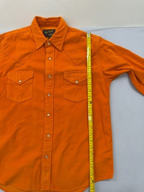 Red Letter Men's Orange Western Snap Button-Down Long Sleeve Shirt M