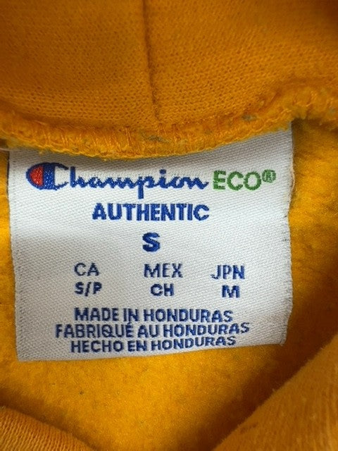 Champion Yellow Pullover Fleece Hoodie S Unisex