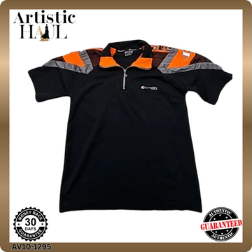 Champion Black Striped Polo Shirt Men's Size S USA