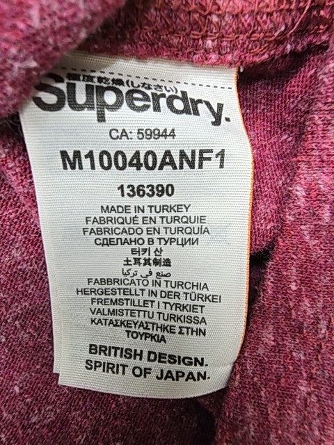 Superdry Men Burgundy Sports Graphic T-Shirt Size XL Regular Fit