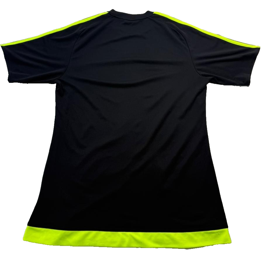 Adidas Climalite Training Shirt Men�S Size M Black Neon Yellow 3-Stripe Gym Tee