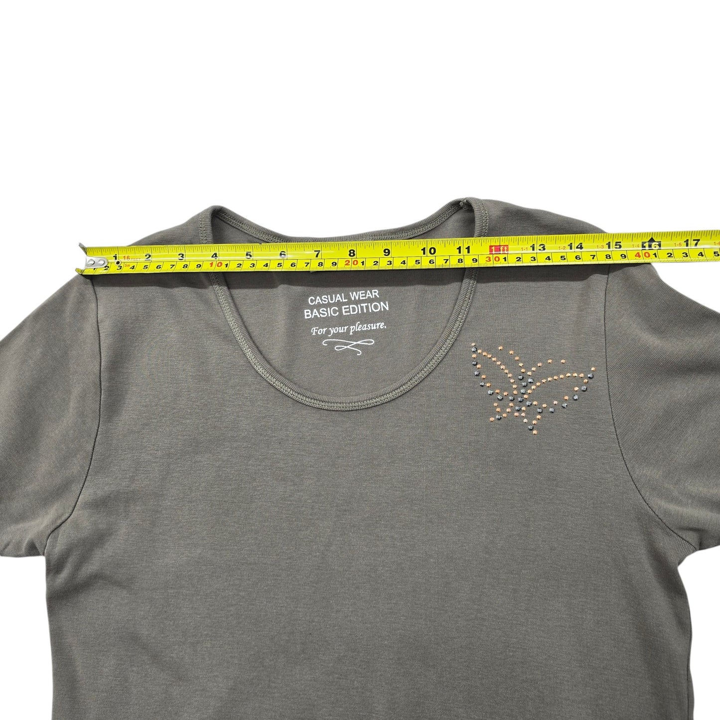 Benotti Boys L Olive Gray Rhinestone Graphic Crew Neck T-Shirt