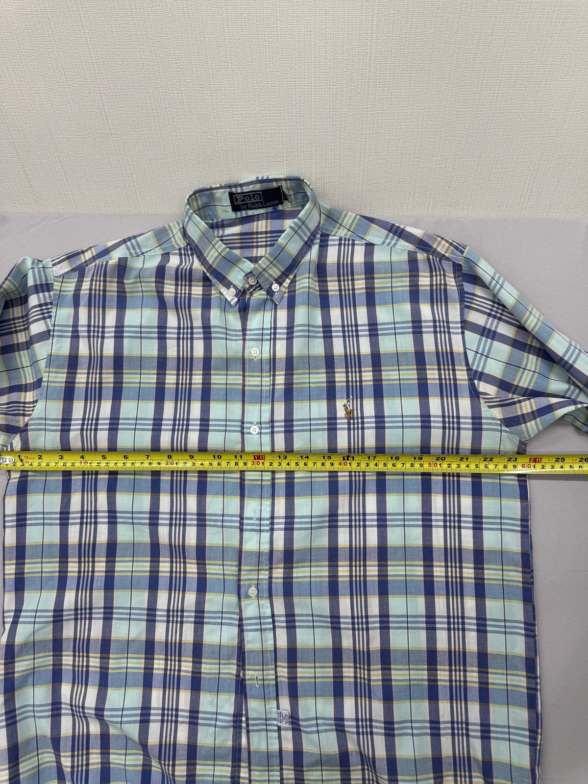Polo Ralph Lauren Men's Blue Plaid Cotton Long Sleeve Button Down Shirt