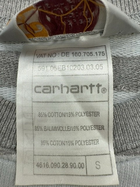 Carhartt Men's Grey Stripe Crewneck Sweatshirt S Long Sleeve