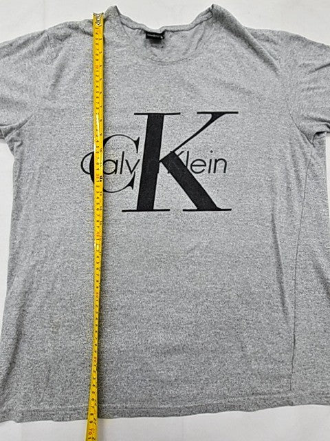 Calvin Klein Jeans Men's XL Grey Cotton Logo Crew Neck Short Sleeve T-Shirt