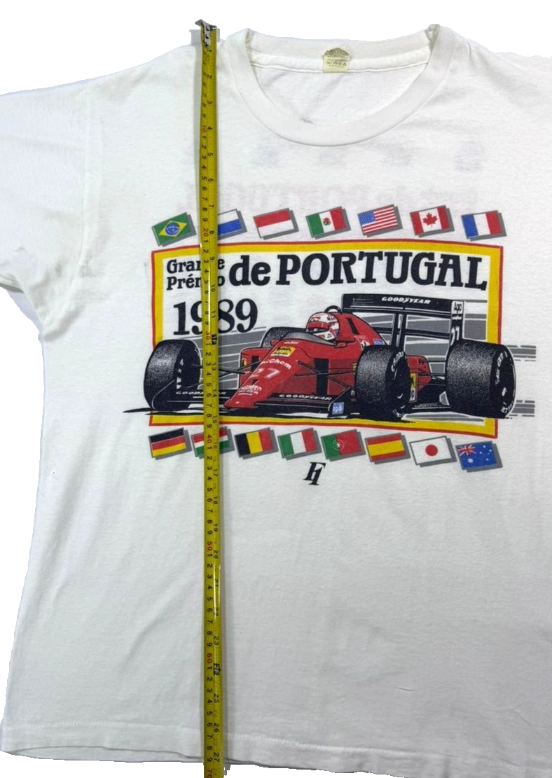 Screen Stars T-Shirt For Men Grande Premio De Portugal F1 Racing In White - XL
