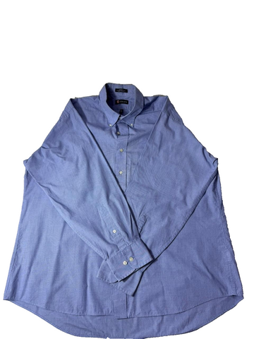 Chaps Men's Large Button Down Shirt Blue Classic Fit Wrinkle Free