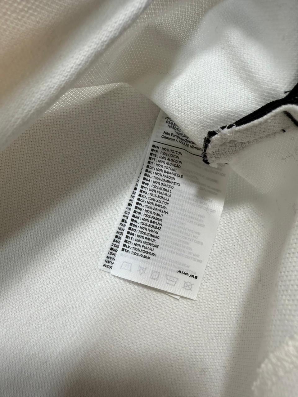 Nike Men's White V-Neck Polo Shirt With Gold Embroidered Logo Size M