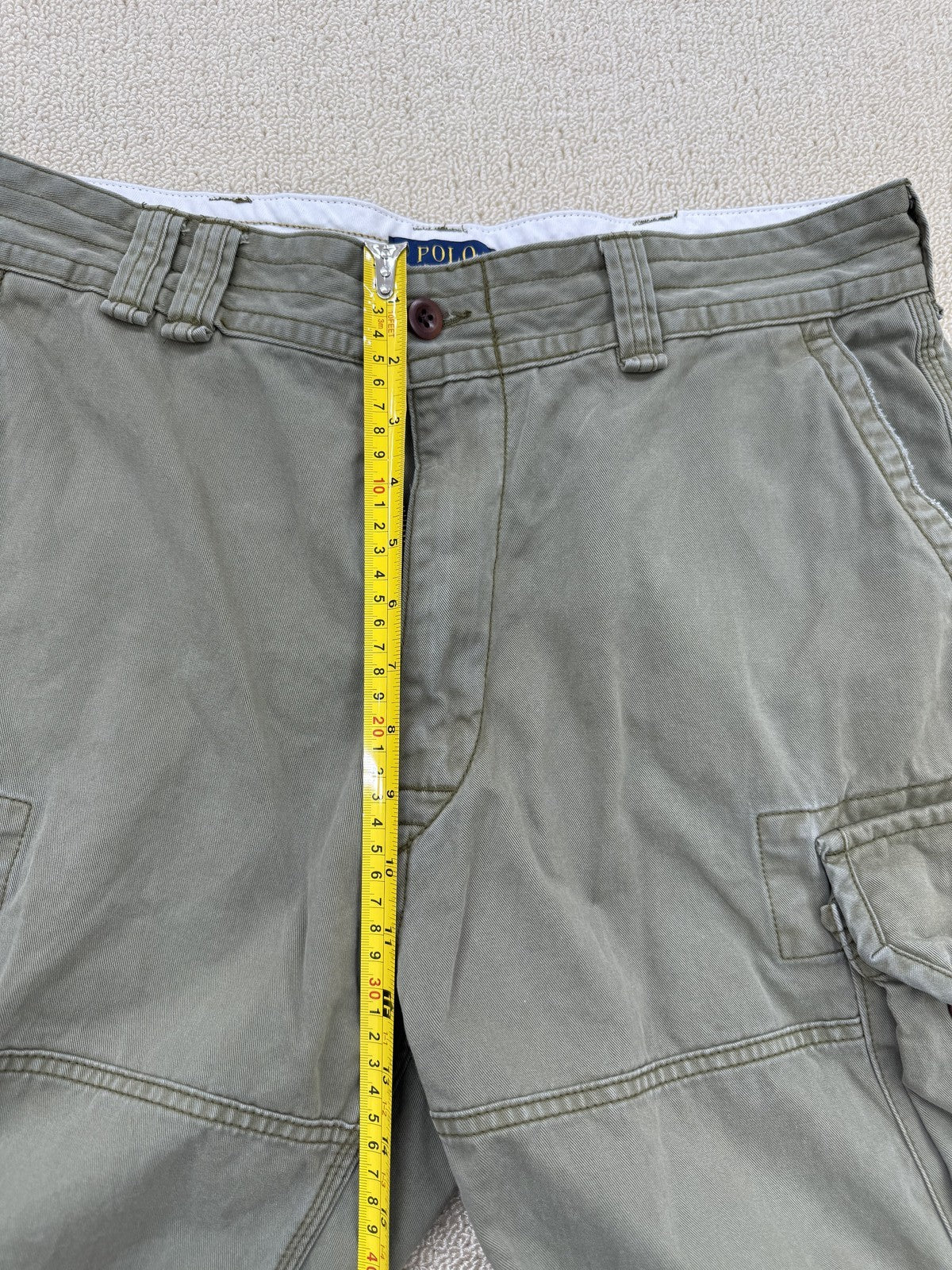 Polo Ralph Lauren Men's Khaki Cargo Shorts Size 35 Cotton Flat Front