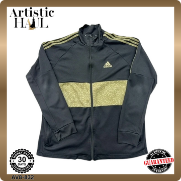 Adidas Primegreen Black Track Jacket XL Gold Print Zipper Long Sleeve