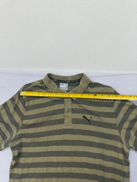 Puma Men's M Short Sleeve Khaki Stripe Polo Shirt