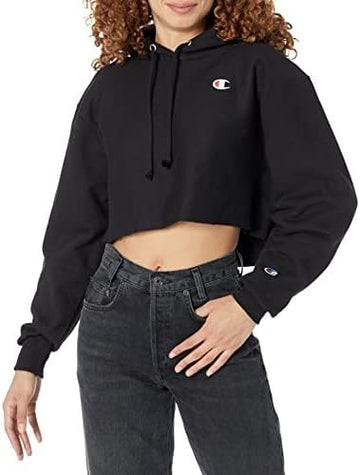 Champion Women'S Reverse Weave Cropped Cut Off  Hooded Sweatshirt - Size Xs