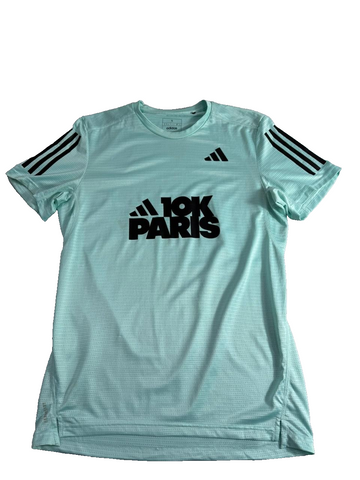 Adidas 10K Paris Training T Shirt Men Small S Mint Green Running Tee