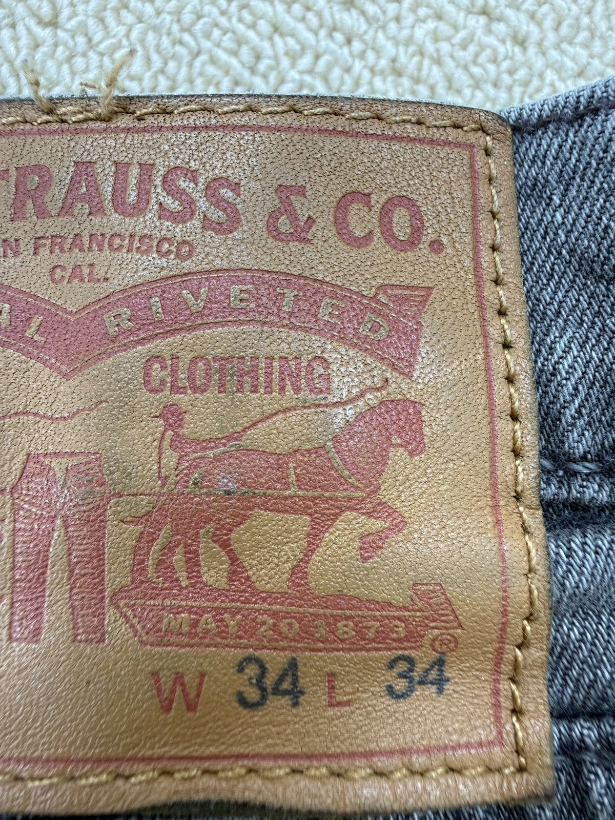 Levi's Men's Gray 501 Straight Jeans W34 L34