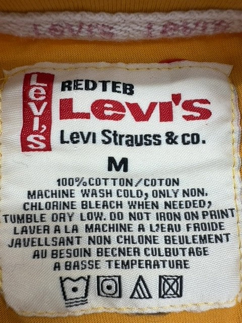 Levi's Yellow Stripe Short Sleeve T-Shirt M 100% Cotton Red Tab